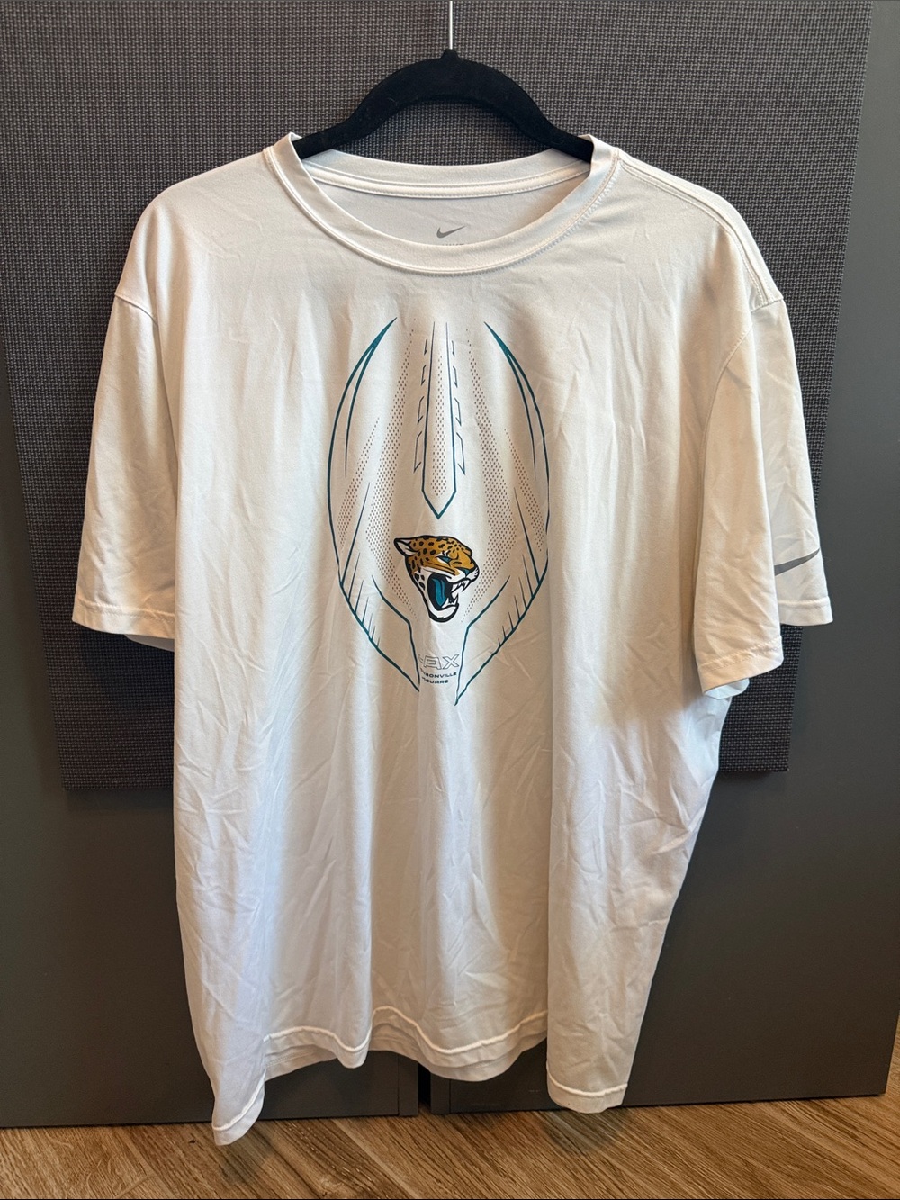 Nike White Jacksonville Jaguars Graphic Tee with Teal Accents